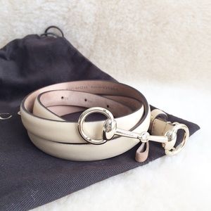 Gucci Skinny Horsebit Buckle Leather Belt